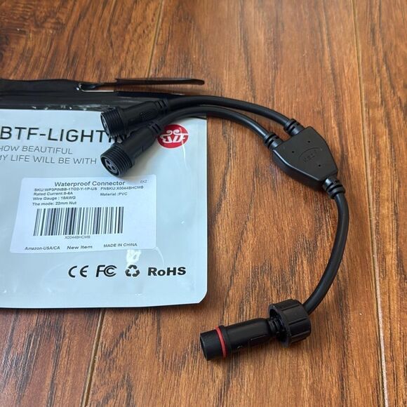 NWT BTF-LIGHTING 3 Core 3 Pin IP65‎ 0.75mm²/18AWG 22mm Waterproof Connector - Picture 2 of 10